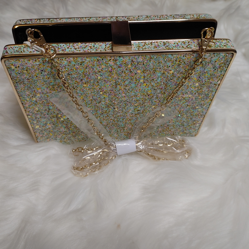 Elegant Multicolor Clutch with Gold Accents